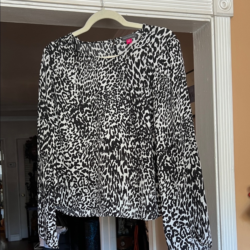 Vince Camuto Monochrome Animal Print Blouse